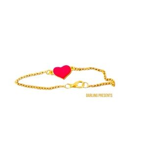 ACRYLIC HEART CHAIN BRACELET WOMEN COLOR RED & GOLD